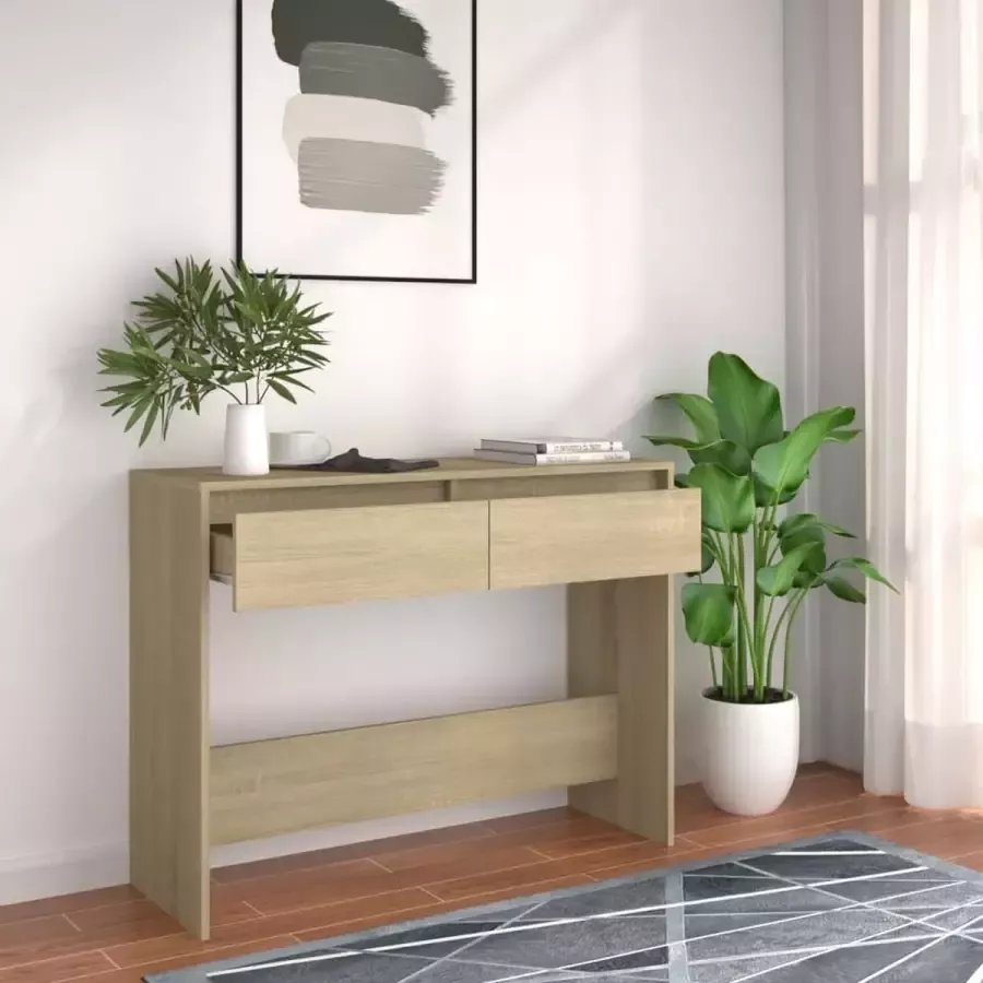 VidaXL Sidetable kleur eiken 100x35x76 5 cm spaanplaat