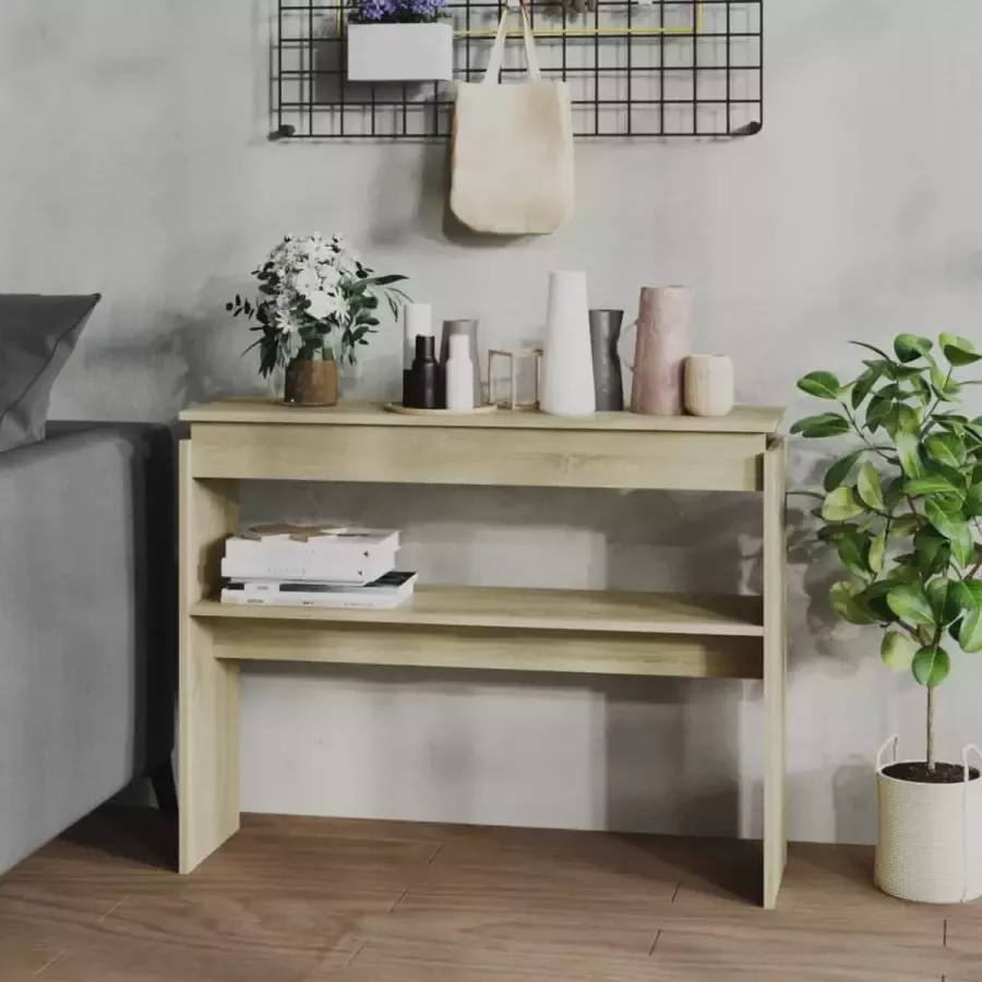VidaXL Sidetable kleur eiken 102x30x80 cm spaanplaat