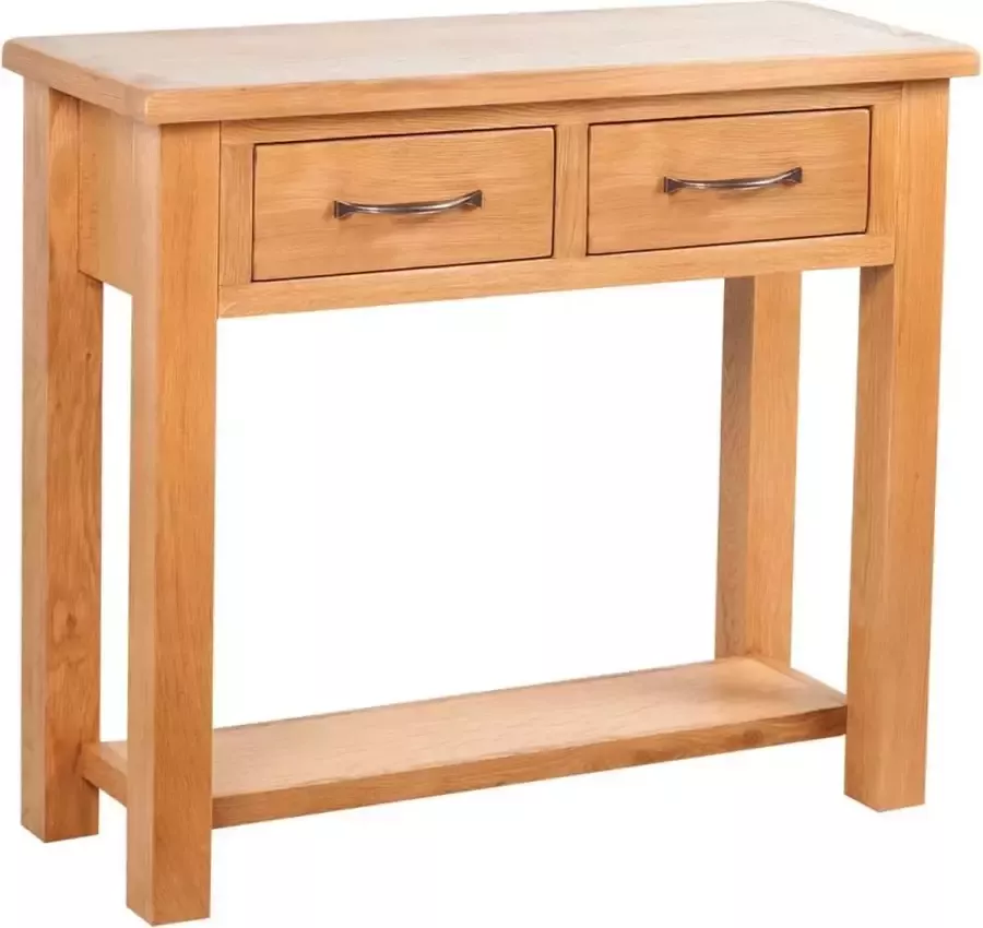 VidaXL Sidetable met 2 lades 83x30x73 cm massief eikenhout