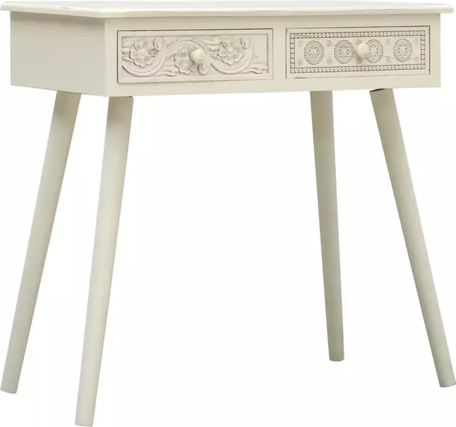 VidaXL Sidetable met 2 lades houtsnijwerk grijs 80x40x77 8 cm hout