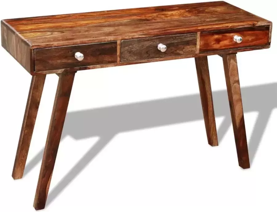 VidaXL Sidetable met 3 lades 76 cm massief sheeshamhout