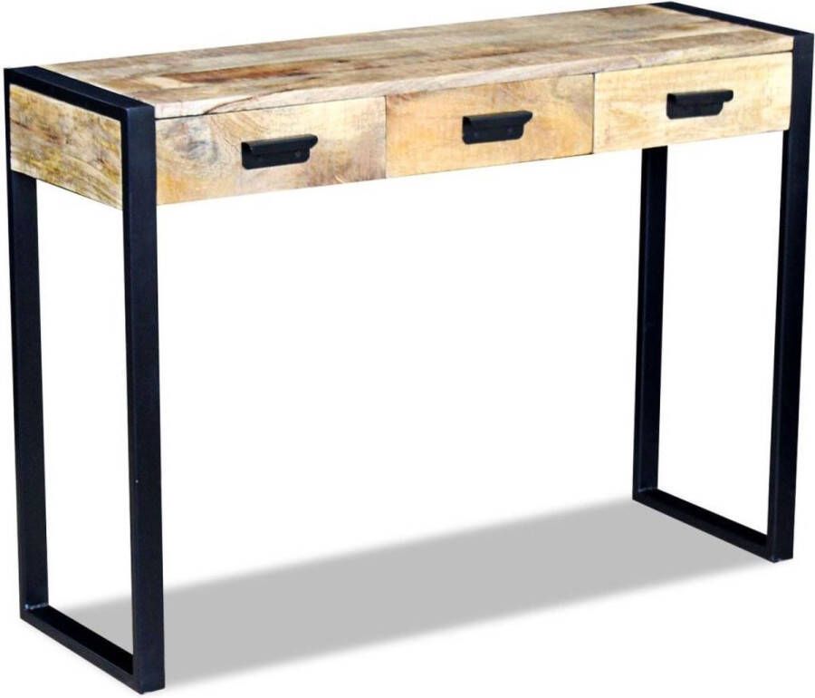VidaXL Sidetable met 3 lades massief mangohout 110x35x78 cm