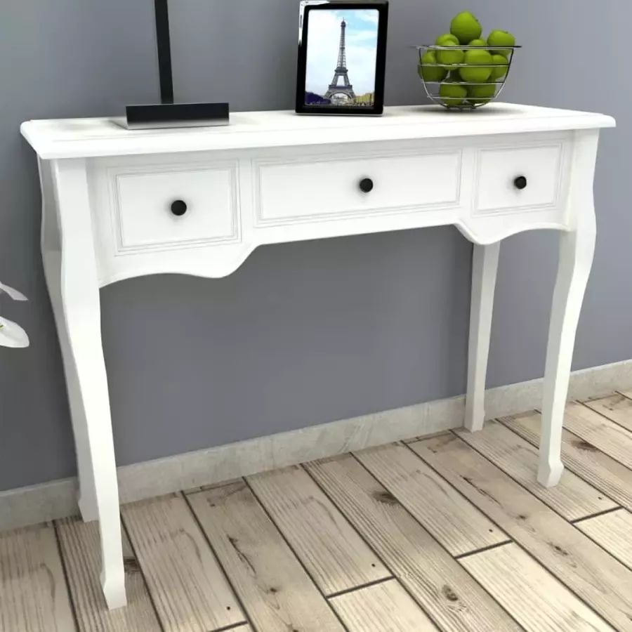 VidaXL Sidetable met drie lades 100x35x78 cm wit