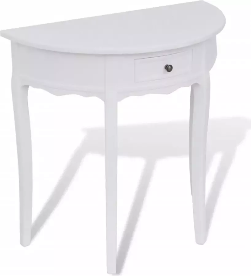VidaXL Sidetable met lade halfrond wit