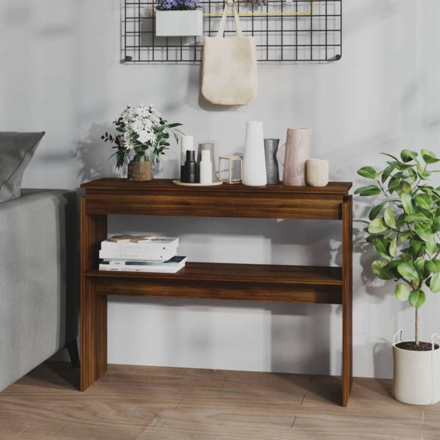 VidaXL Sidetable spaanplaat 102x30x80 cm kleur bruin eiken