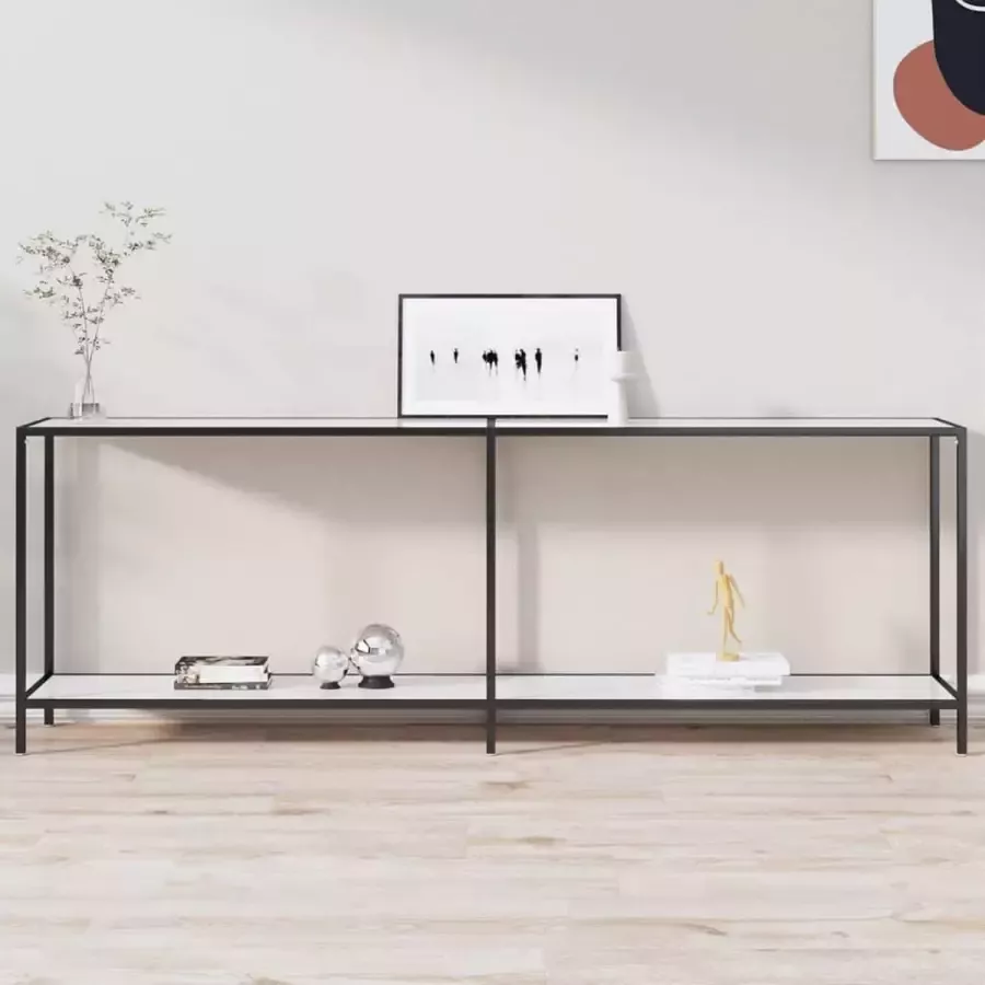 VidaXL Sidetable wit 220x35x75 5 cm gehard glas