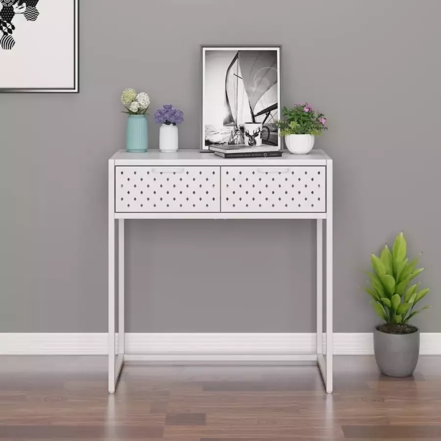 VidaXL Sidetable wit 72x35x75 cm staal