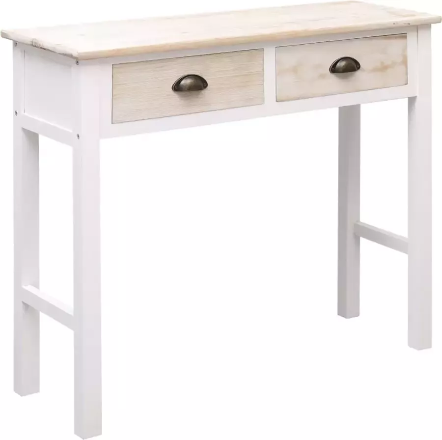 VidaXL Sidetable wit en naturel 90x30x77 cm hout