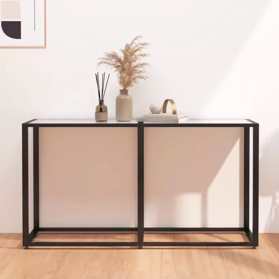 VidaXL Sidetable wit marmer 140x35x75 5 cm gehard glas