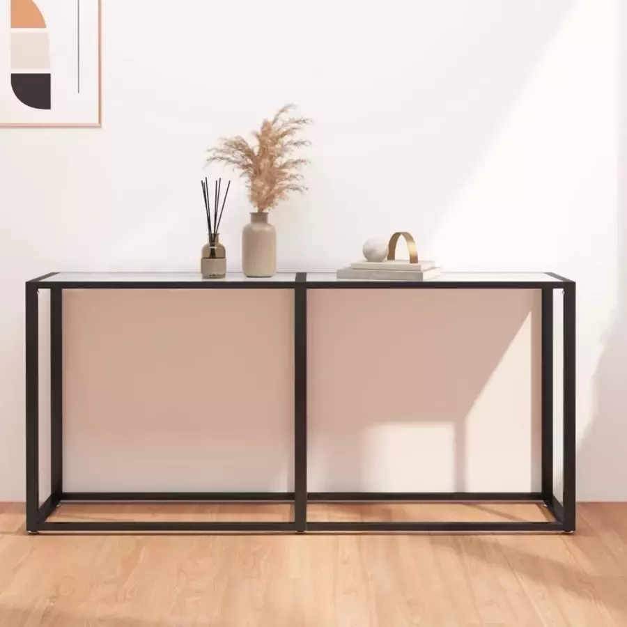 VidaXL Sidetable wit marmer 160x35x75 5 cm gehard glas