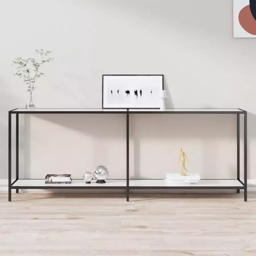 VidaXL Sidetable wit marmer 200x35x75 5 cm gehard glas
