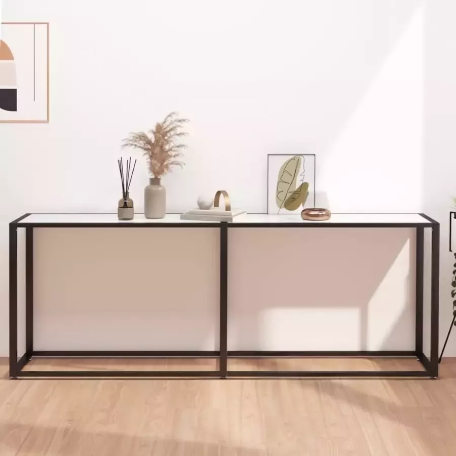 VidaXL Sidetable wit marmer 200x35x75 5cm gehard glas
