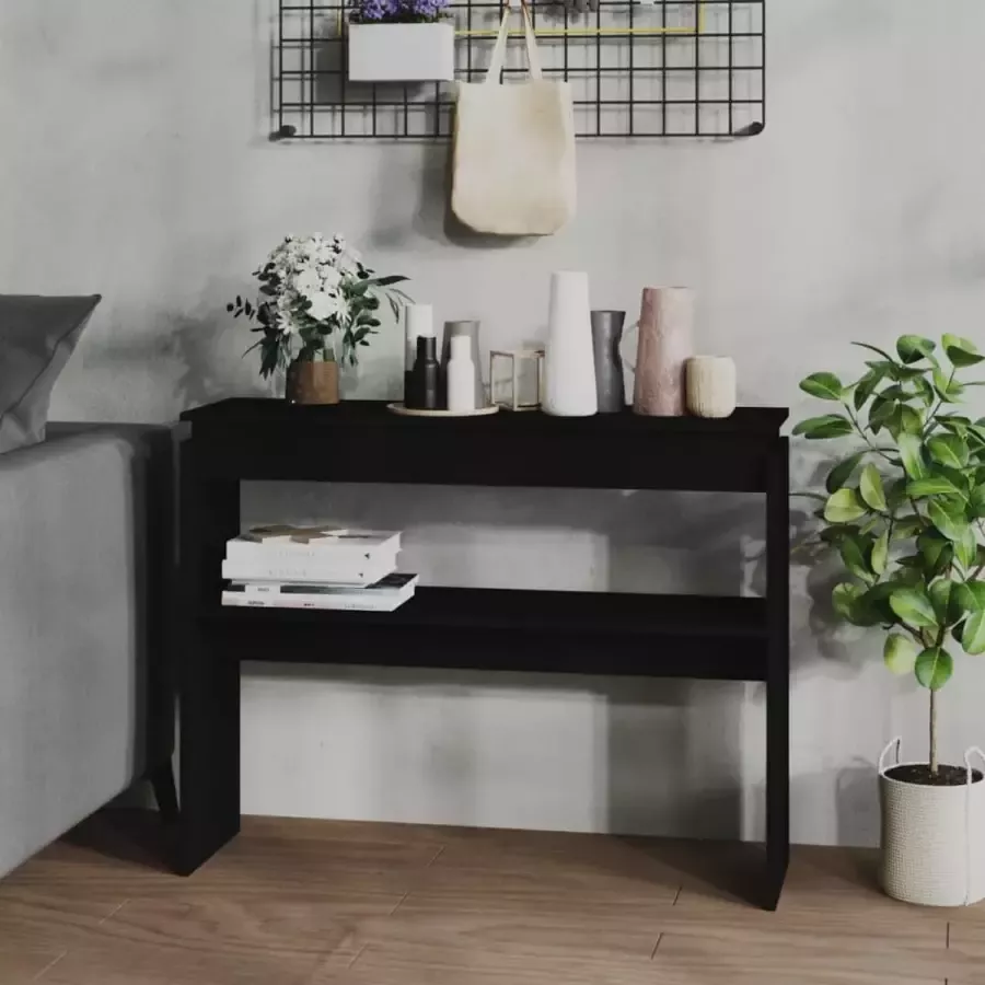 VidaXL Sidetable zwart 102x30x80 cm spaanplaat