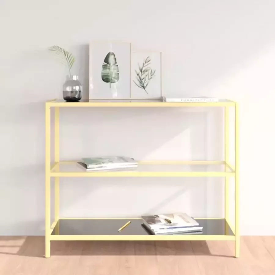 VidaXL Sidetable zwart en transparant 100x36x90 cm gehard glas