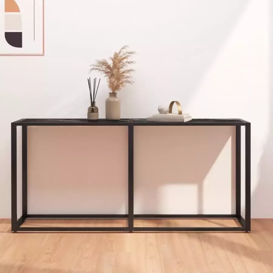 VidaXL Sidetable zwart marmer 160x35x75 5 cm gehard glas