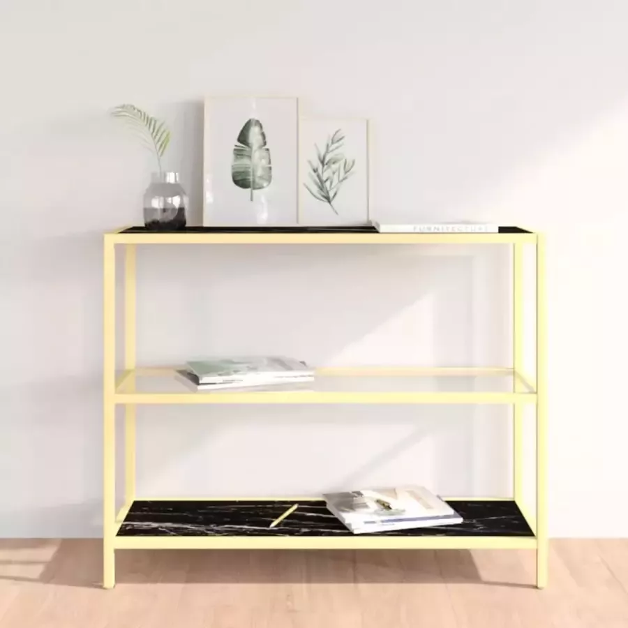 VidaXL Sidetable zwart marmer en transparant 100x36x90 cm gehard glas