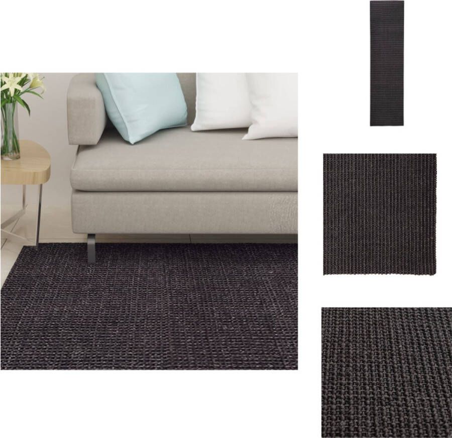 VidaXL Sisal Slaapkamervloerkleed 66 x 250 cm Anti-Slip Zwart Vloerkleed