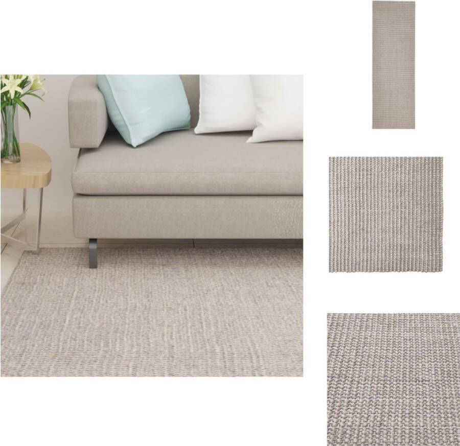 VidaXL Sisal Tapijt 66 x 200 cm zandkleurig anti-slip onderkant Vloerkleed