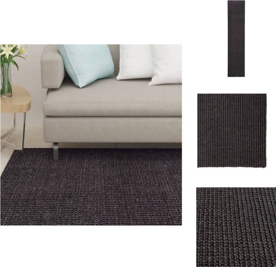 VidaXL Sisal Vloerkleed 66 x 300 cm Anti-slip Zwart Vloerkleed