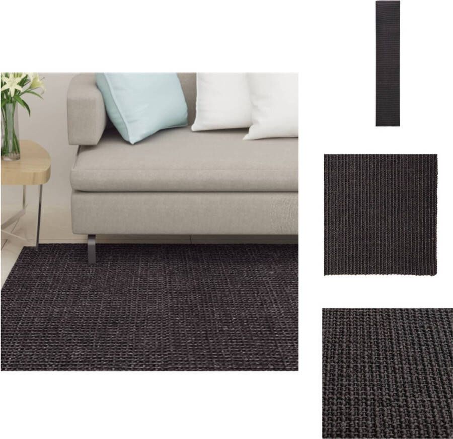 vidaXL Sisal Vloerkleed 66 x 350 cm Anti-slip Zwart Vloerkleed