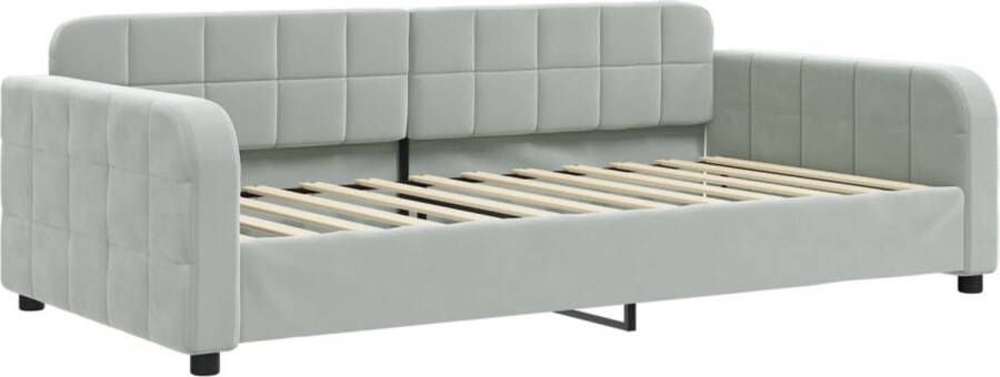 VidaXL Slaapbank 100x200 cm Fluweel Lichtgrijs Slaapbank Tweepersoonsbed Sofa Bed Fluweelsofa Lounge Bank Meubilair Livingroom Furniture Licht Grijs Modern Design Compact Slaapbank Guest Bed Ruimtebesparend - Foto 2