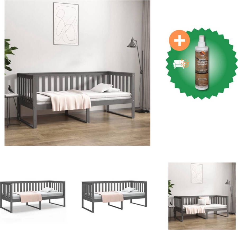 VidaXL Slaapbank Grenenhout 207.5 x 107 x 76 cm Grijs Bed Inclusief Houtreiniger en verfrisser