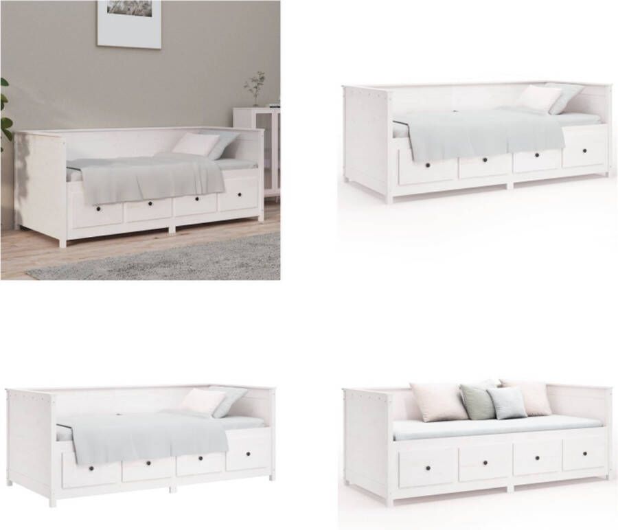 VidaXL Slaapbank zonder matras 100x200 cm massief grenenhout wit Slaapbank Slaapbanken Bedbank Bed - Foto 2