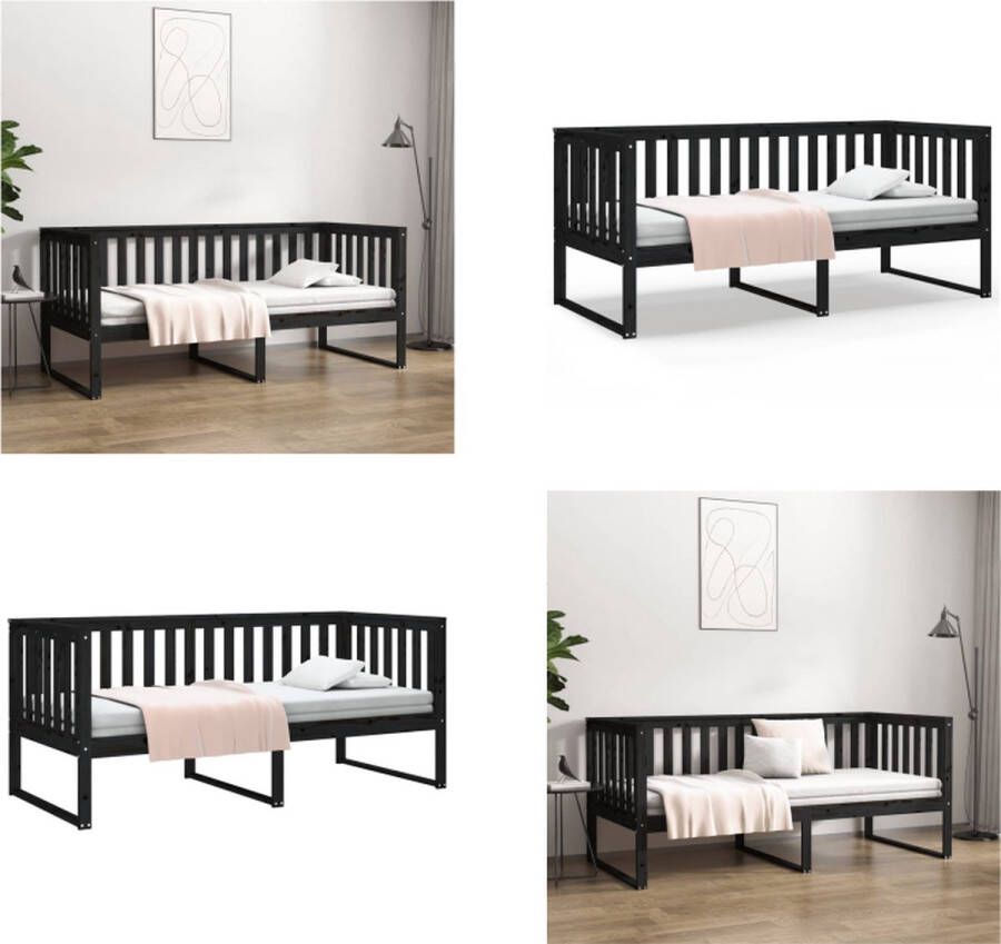 VidaXL Slaapbank 100x200 cm massief grenenhout zwart Slaapbank Slaapbanken Bedbank Bed