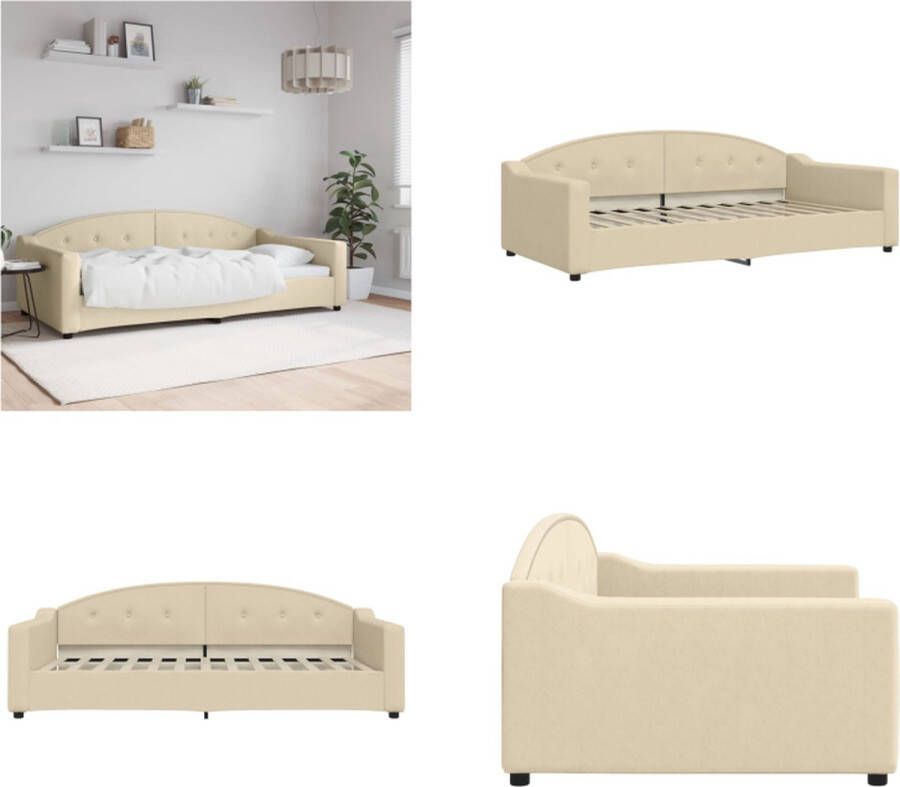 VidaXL -Slaapbank-100x200-cm-stof-crèmekleurig Slaapbank Slaapbanken Bankbed Logeerbed - Foto 2