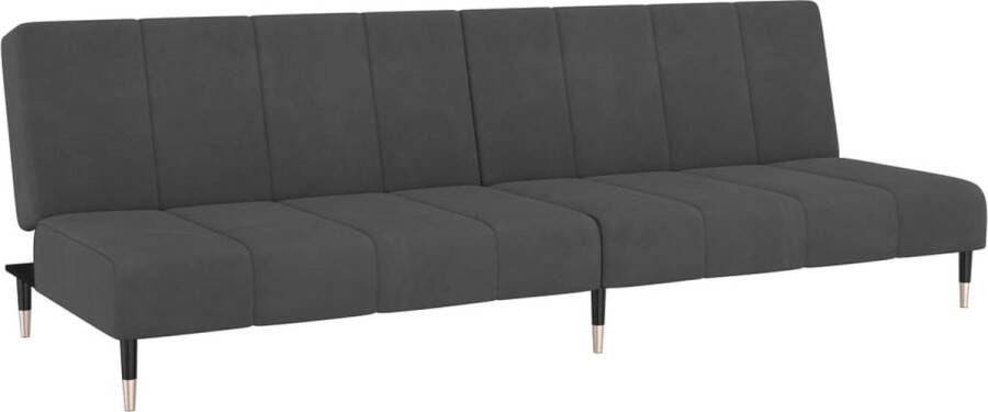 The Living Store Slaapbank Fluweel Zitbank Bed 2-Zits Metaal Frame Donkergrijs Multifunctioneel reclinermeubilair Slaapbank Tweezitter Lounge Sofa Donker Grijs Meubilair Design Slaapkamer - Foto 2