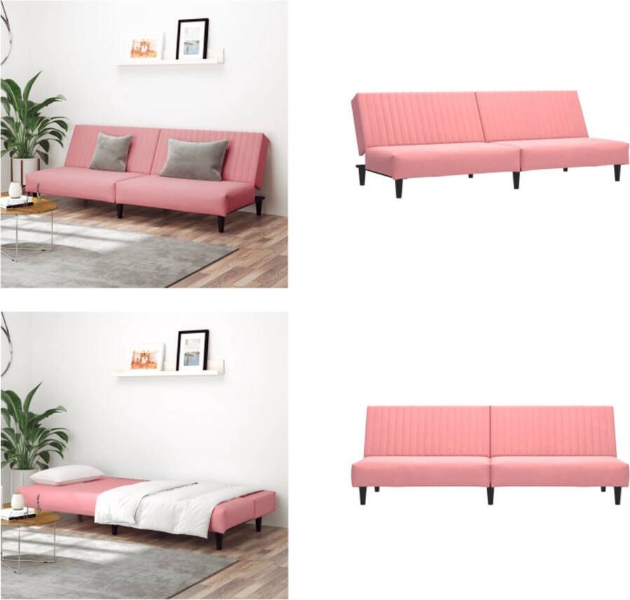 VidaXL Slaapbank 2-zits fluweel roze Slaapbank Slaapbanken Dagbed Logeerbed