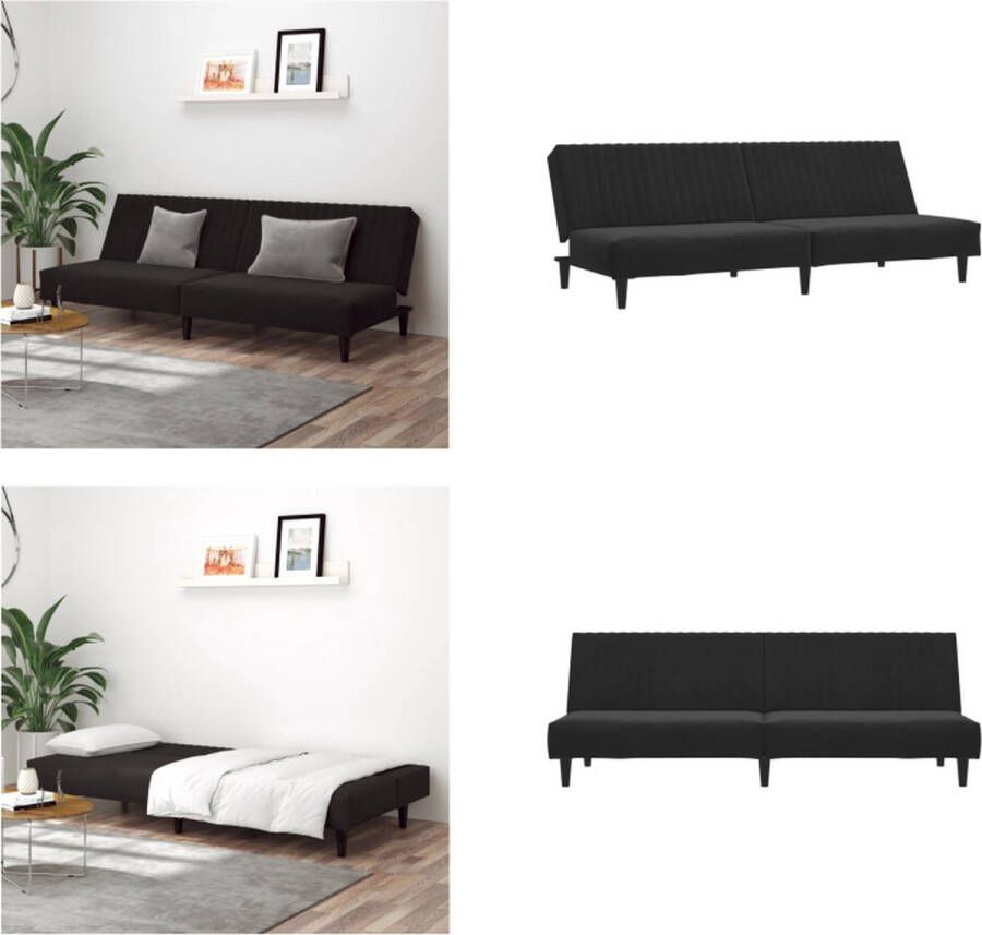 VidaXL Slaapbank 2-zits fluweel zwart Slaapbank Slaapbanken Dagbed Logeerbed