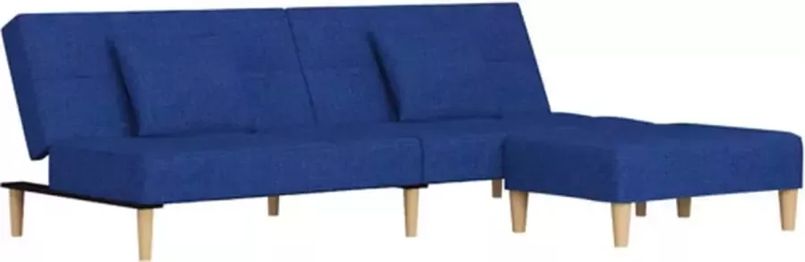 VIDAXL Slaapbank 2-zits met 2 kussens en voetenbank stof blauw - Foto 3