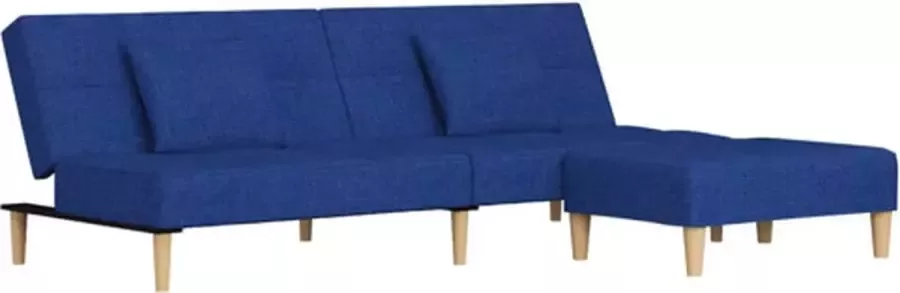 VidaXL Slaapbank 2-zits met 2 kussens en voetenbank stof blauw - Foto 3