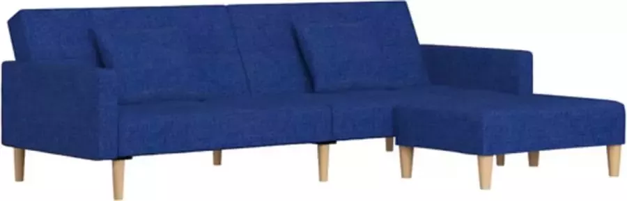 VIDAXL Slaapbank 2-zits met 2 kussens en voetenbank stof blauw - Foto 2