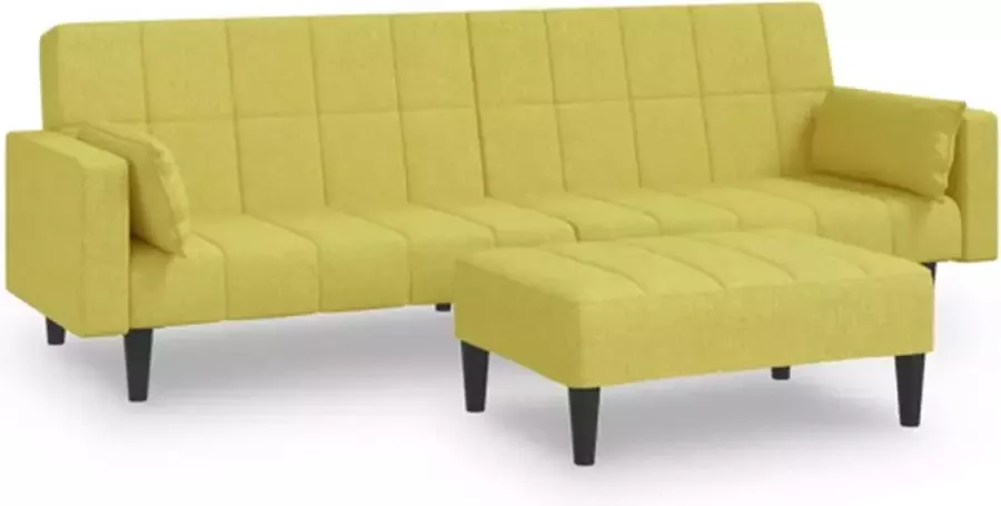 VidaXL Slaapbank 2-zits met 2 kussens en voetenbank stof groen - Foto 2