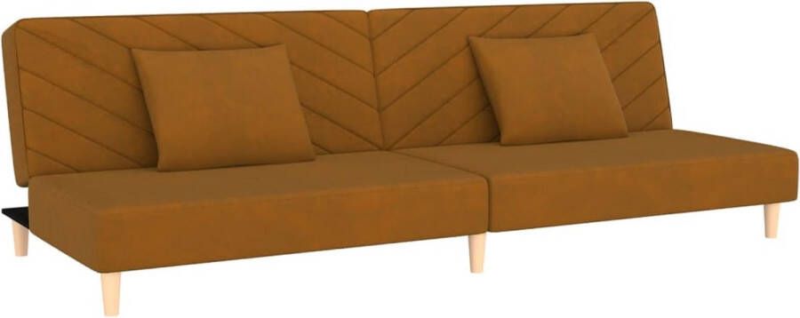 VidaXL -Slaapbank-2-zits-met-2-kussens-fluweel-bruin - Foto 2