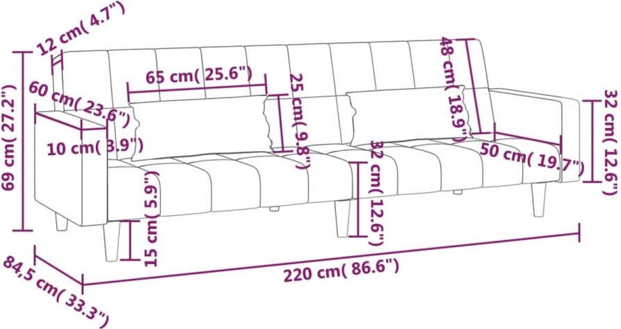 VidaXL -Slaapbank-2-zits-met-2-kussens-fluweel-donkergrijs - Foto 2