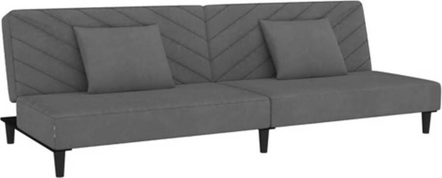 VidaXL -Slaapbank-2-zits-met-2-kussens-fluweel-donkergrijs - Foto 2
