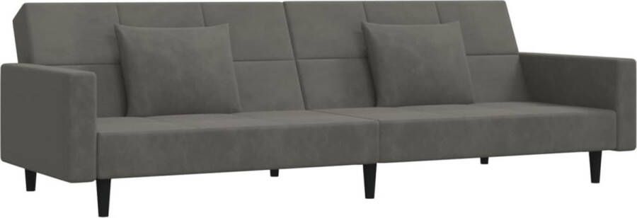 The Living Store Slaapbank 2-zits donkergrijs fluweel 220x100x52 cm 2-in-1 functie Slaapbank Tweezitter Kanapé Lounge Sofa Design Meubilair - Foto 3