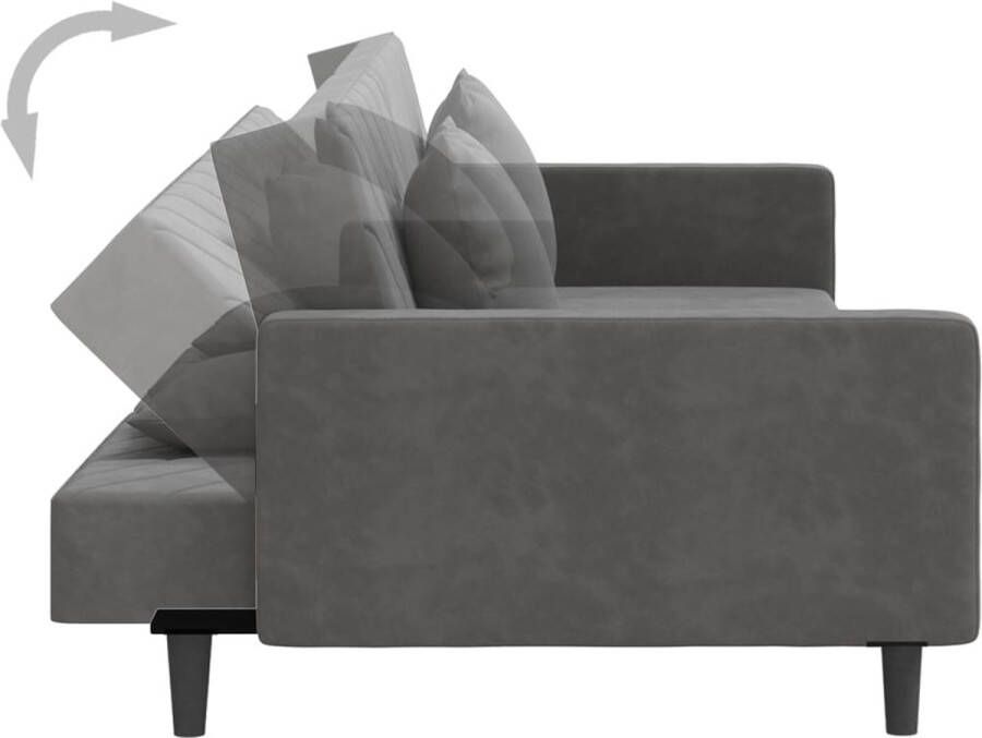 VidaXL -Slaapbank-2-zits-met-2-kussens-fluweel-donkergrijs - Foto 3