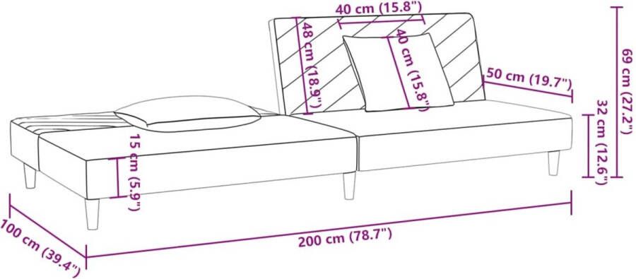 VidaXL -Slaapbank-2-zits-met-2-kussens-fluweel-donkergroen - Foto 2