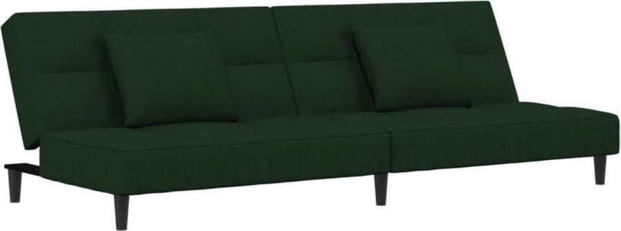 The Living Store Slaapbank Fluweel 2-zits Donkergroen Multifunctioneeladen met 2 Kussens Groen fluweel materiaal stevig metalen frame Gemakkelijke ombouw Elegante aanvulling op elke ruimte Ergonomisch ontwerp 150 x 100 x 32 cm - Foto 2