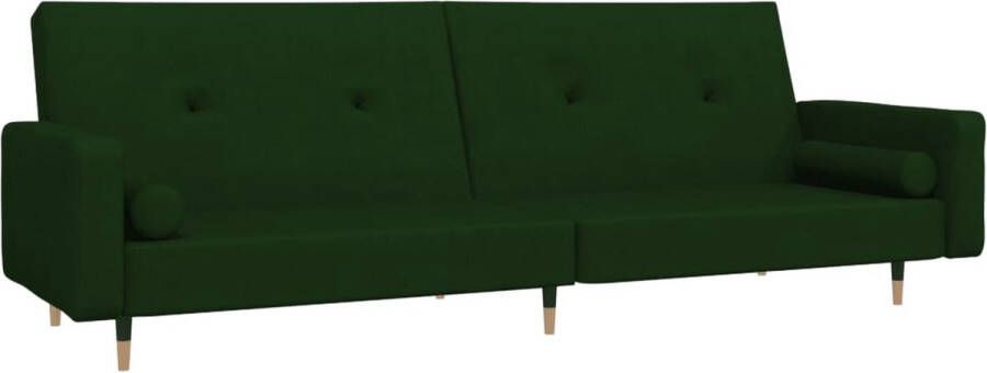 The Living Store Slaapbank Donkergroen Fluweel 220 x 100 x 52 cm 2-zitsbank met Omkeerbaar Design Slaapbank Tweezitter Donkere Groene Meubels Fluweel Sofa Multifunctionele Bank - Foto 3