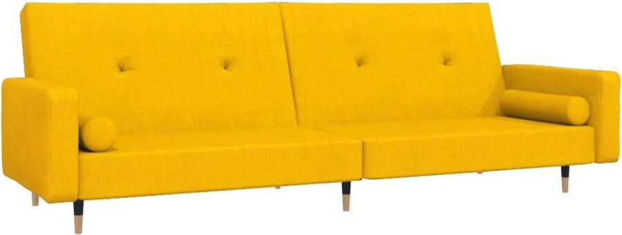 The Living Store Slaapbank Fluwelen 2-zitsbank Geel 220 x 84.5 x 69 cm Multifunctioneel met 2-in-1 functie Slaapbank Tweezitter Kanapé Bed Lounge Sofa Multifunctionele Meubels - Foto 2