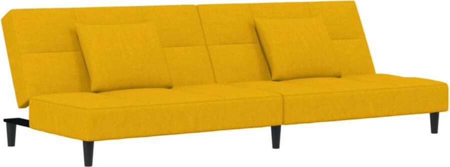 The Living Store Slaapbank Geel Fluweel 2-Zitsbank 200 x 84.5 x 69 cm 2-in-1 Functie Slaapbank 2-zitsbank Sofa Bed Fluweel Bank Gele Bank - Foto 2