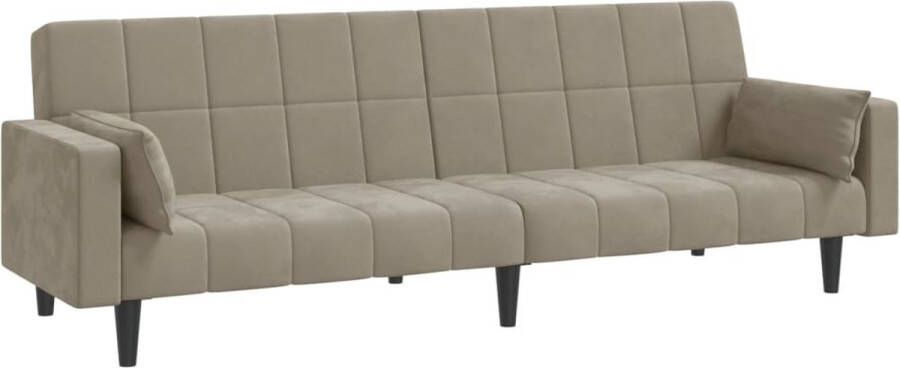 VidaXL -Slaapbank-2-zits-met-2-kussens-fluweel-lichtgrijs
