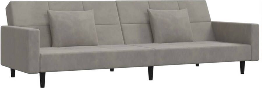 The Living Store Slaapbank 220 x 100 x 52 cm Lichtgrijs fluweel 2-persoonsbed Slaapbank Sofa Bed Tweepersoonsbed Lounge Meubilair Fluweel Bank - Foto 2