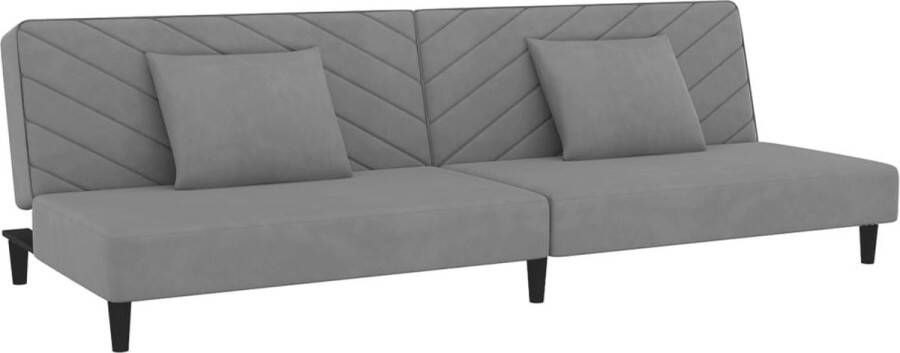 The Living Store Slaapbank 2-zits Fluweel Lichtgrijs 200 x 84.5 x 69 cm 2-in-1 functie Slaapbank Tweepersoonsbank Fluweel Sofa Grijze Bank Multifunctionele Bank - Foto 2