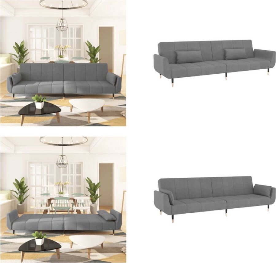 Vida XL vidaXL Slaapbank 2-zits met 2 kussens fluweel lichtgrijs-VXL-337582 - Foto 4